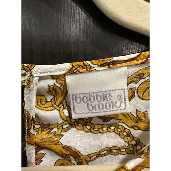 Vintage Satin Equestrian Chain Print Blouse Heritage Preppy Baroque Top Large - Picture 10 of 12